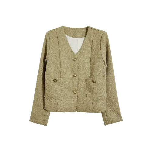 Icicofficial Зеленый Аромат Пальто Женские Короткие пальто