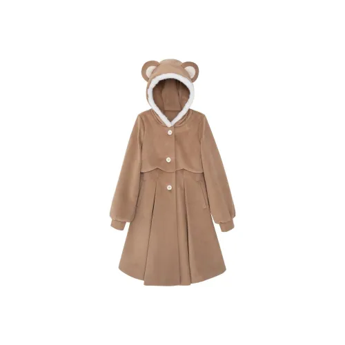 LALAJK Cute Bear Petite Slim Fit Hooded Coat Women's Brown