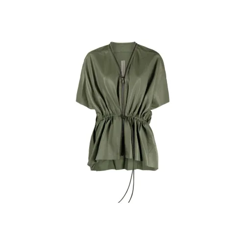 RICK OWENS Мшисто-зеленая женская кожаная куртка