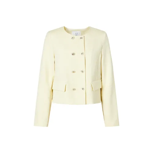 JZ Juzui Укороченное пальто женское нежно-желтого цвета