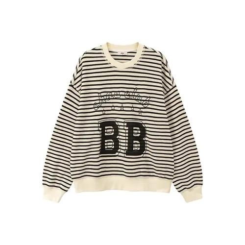 CHUU Свитшот Женский Черный Белый Полосы