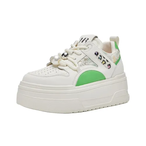 HR Low Топ Скейтборд Кроссовки Женские Бежево-зеленые