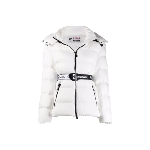 PINKO FW21 Однотонный С капюшоном MID Длина Пуховая куртка Женская Белая