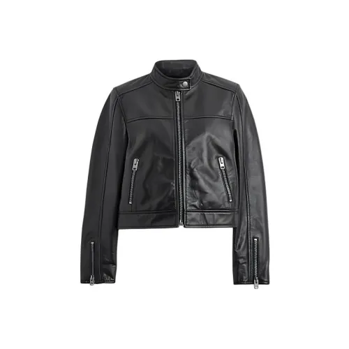 COACH SS24 Кожа Куртка Женская Черная