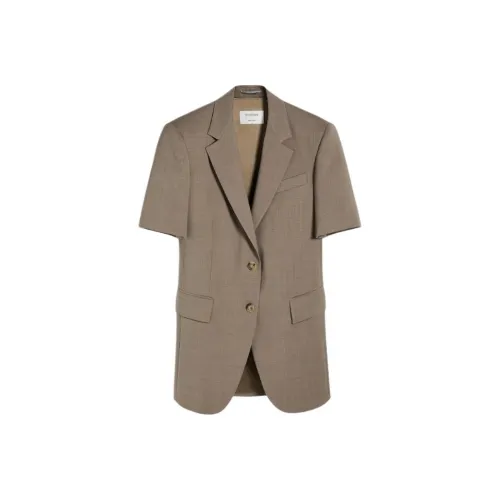 MaxMara PANTERA Коллекция Короткий рукав Эластичная шерсть Блейзер Бизнес Костюм Пальто Женское цвет горлицы