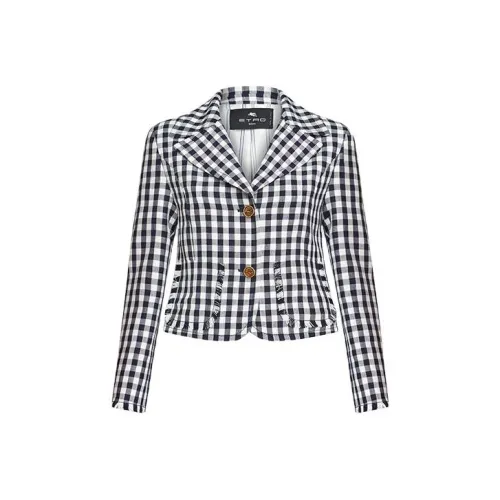 ETRO SS24 Cropped Coat Women's Black White ЭТРО SS24 Укороченное пальто женское черно-белое