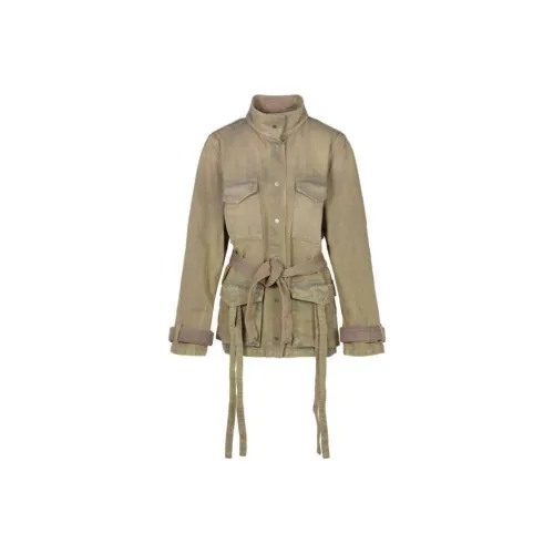 Off Белый деним куртка женские оливково-зеленый