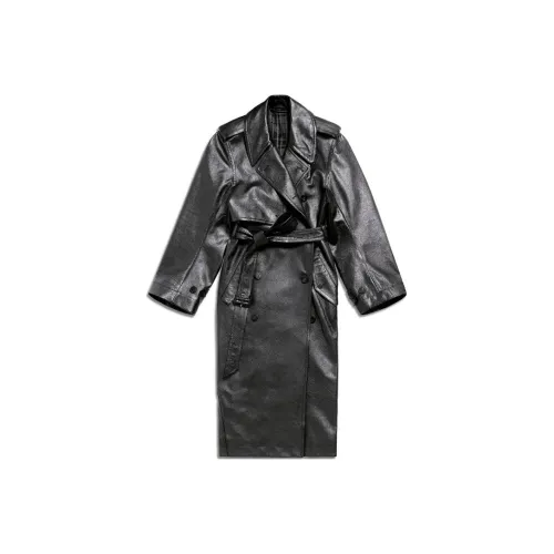 Balenciaga SS24 Кожа Куртка Свободного кроя Женская Черная