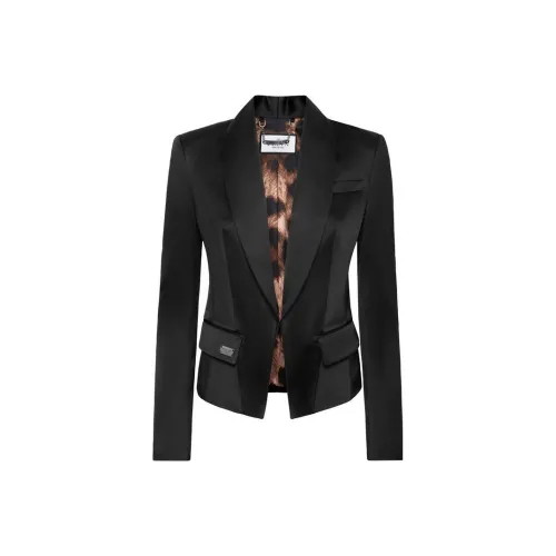 PHILIPP PLEIN Сатин Эластичный Боло Женский Бизнес Костюм Черный