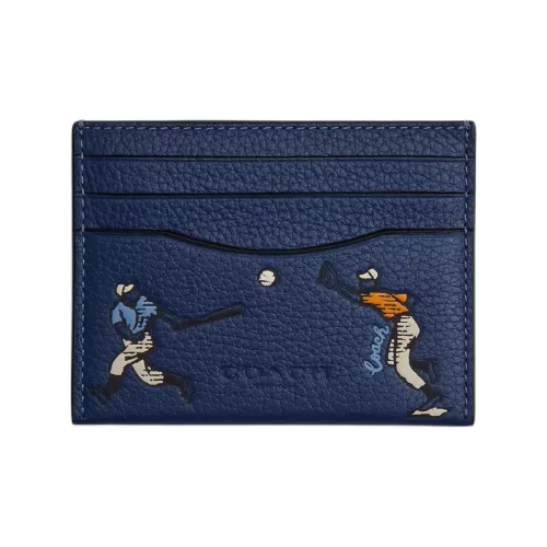 COACH Кожа Держатель для карт Мини Мужской Темно-синий