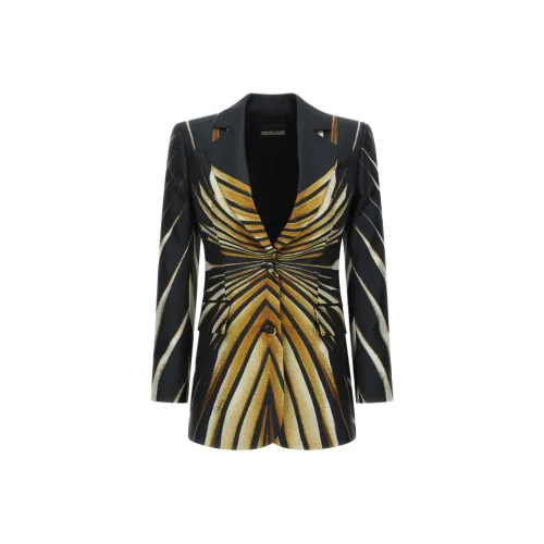 Roberto Cavalli SS24 Бизнес Костюм Пальто Женское Черное