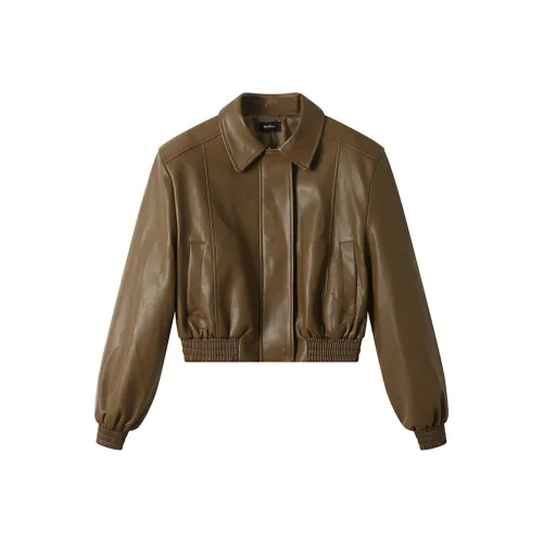 GREEN BELT Коричневая женская кожаная куртка