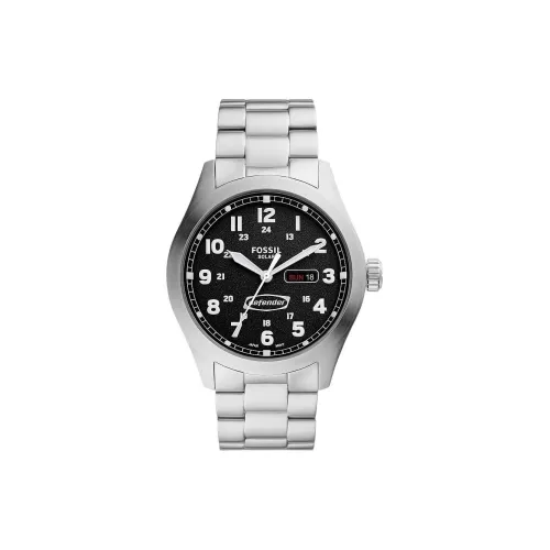 FOSSIL Наручные часы Solar Кварцевый механизм Нержавеющая сталь Ремешок 46 мм Черный циферблат Мужские часы
