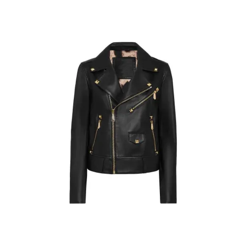 PHILIPP PLEIN Кожа Куртка Пальто Женские Черный