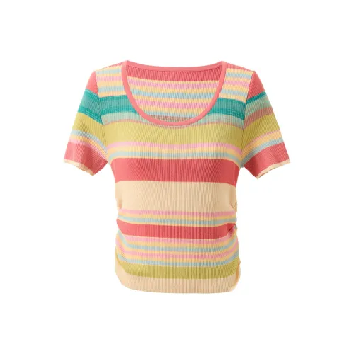 3COLOUR Оранжевый Розовый Полосы Женский Трикотаж