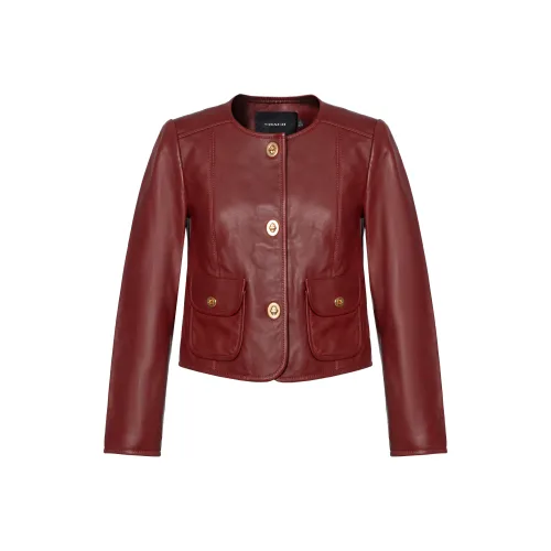 COACH SS22 Кожа Куртка Женские Saddles Коричневый