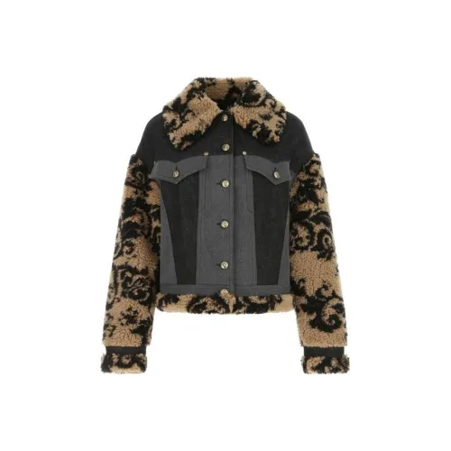 VERSACE JEANS COUTURE FW22 Вельвет Feel Пальто Женское Серый Коричневый