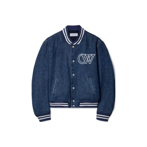 Off Белый деним куртка женские синий