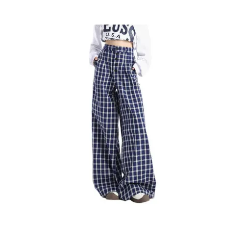 YINLEI Повседневные брюки женские синий клетка