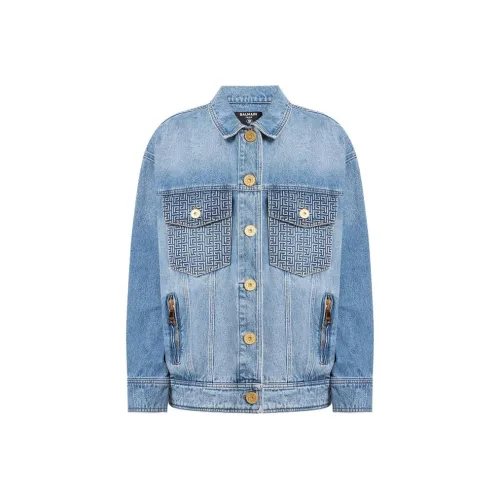 BALMAIN FW23 Denim Jacket Women's Blue BALMAIN FW23 Деним Куртка Женская Синяя