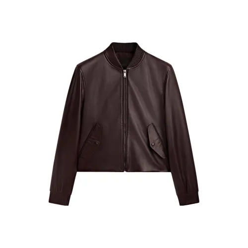 Massimo Dutti Коричневые женские кожаные куртки