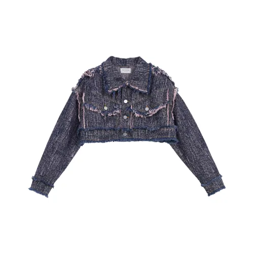 VANN VALRENCÉ Джинсово-розовый Женское короткое пальто