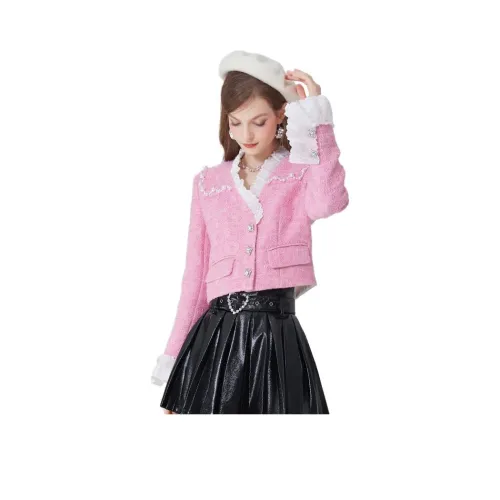 AIVEI Розовое женское короткое пальто