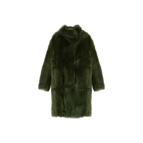 Yves Salomon SS24 Пальто Женское Темно-зеленое