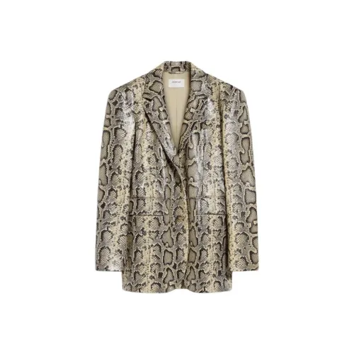 Спортивная коллекция Ma Fiorigi OVERSIZED с принтом питона кожаный блейзер деловой костюм женский светло-коричневый