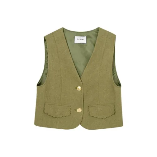 SEIFINI Оливково-зеленый Женские Жилеты