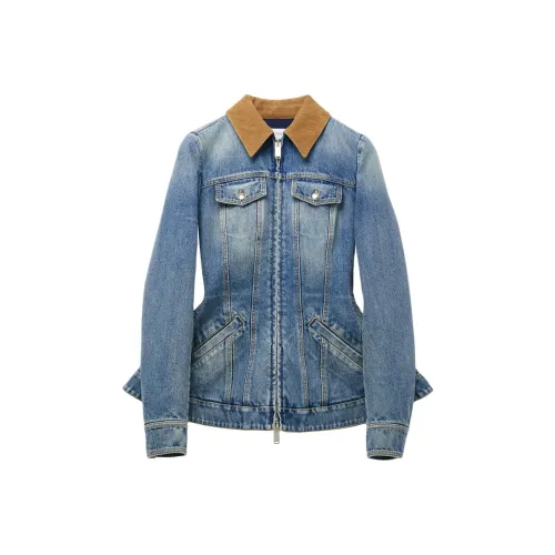 Alexander McQueen FW24 Denim Jacket Women's Washed Stone Color