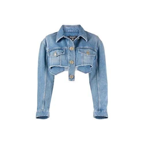 BALMAIN Cropped Coat Women's Blue BALMAIN Укороченное пальто женское синее
