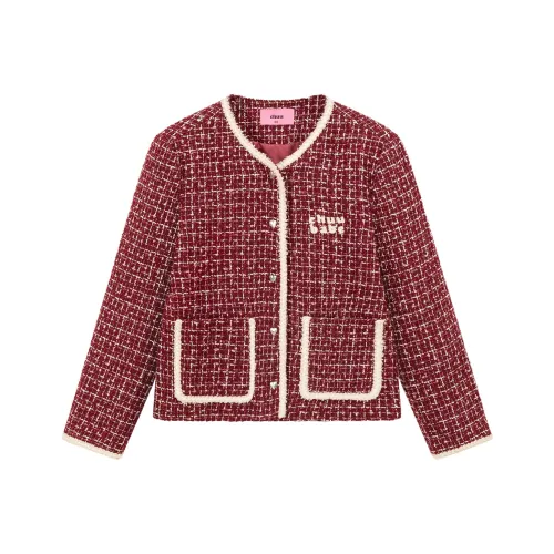 CHUU Red Plaid Women's Coat CHUU Красный Клетчатый Женское Пальто