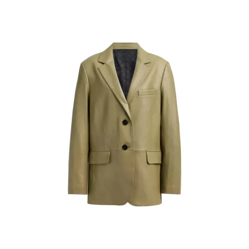 COACH SS24 Кожа Куртка Женская Зеленая