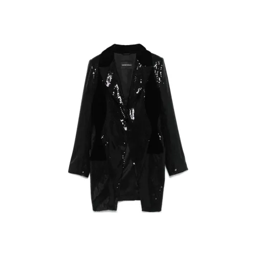 EMPORIO ARMANI SS24 Бизнес Костюм Пальто Женское Черное