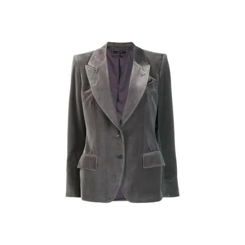 TOM FORD Велюр Заостренный Отложной воротник Топ Женский Серый