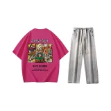 Комплект одежды (Питайя с коротким рукавом + Светло-синие джинсы)