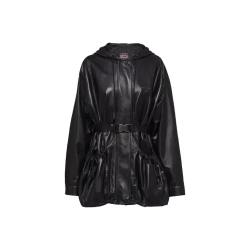 PRADA FW21 Кожа Куртка Женская Черная