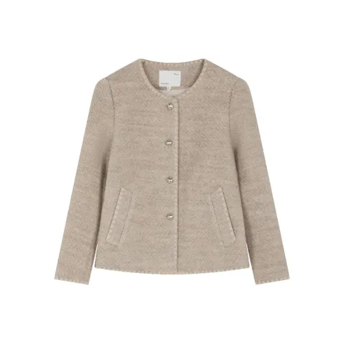 IHIMI Cropped Coat Women's Oatmeal Beige