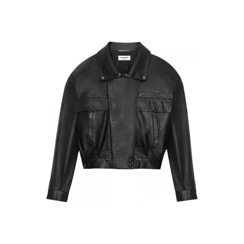 SAINT LAURENT SS24 Кожа Куртка Женская Черная