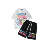 Белый, серый, топсайс, топ + черные штаны