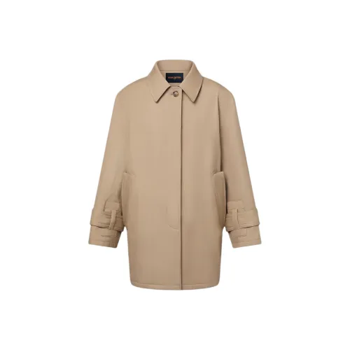 LOUIS VUITTON OVERSIZED Детали Gabardine Пальто Женское Коричневое