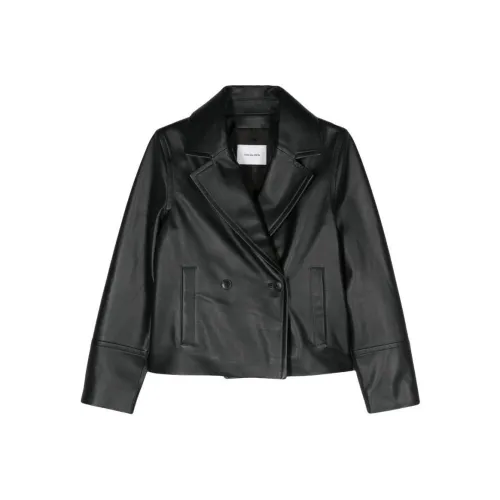 Yves Salomon SS24 Кожа Куртка Женская Черная