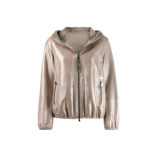 Brunello Cucinelli Коричневые Женские Кожаные Куртки