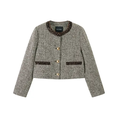 PEACEBIRD Cropped Jacket Women's Brown