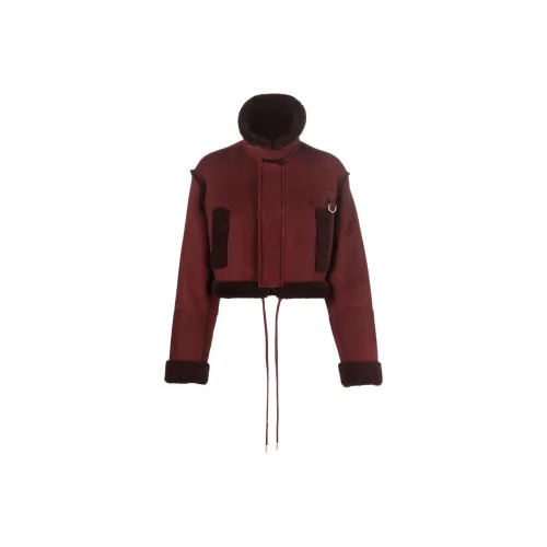 Off Белый бургундский Женское короткое пальто