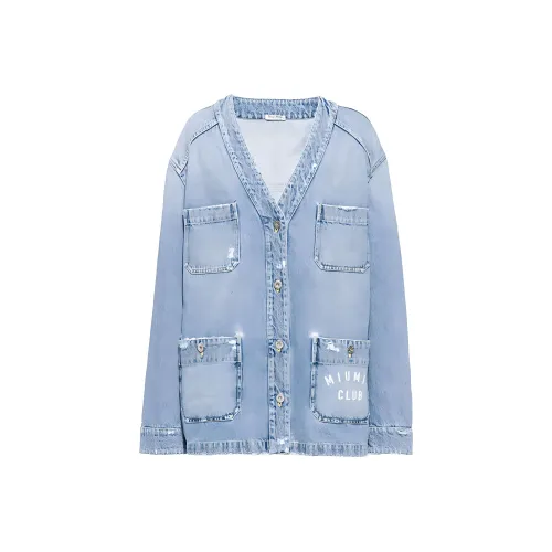 MIU MIU FW21 Denim Jacket Women's Light Blue MIU MIU FW21 Деним Куртка Женская Светло-Синий