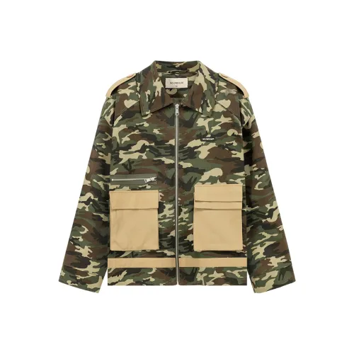 NO ONE ELSE Зеленый камуфляж Женское короткое пальто