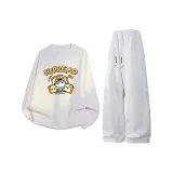 Светло-пшеничный серый свитшот с круглым вырезом + светло-пшеничные серые штаны