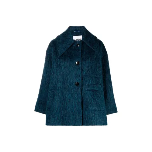GANNI Темно-синий Женские Бархатные Куртки